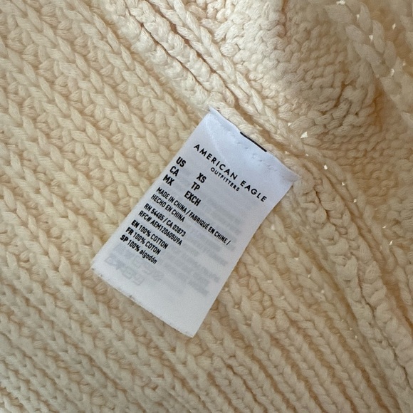 American Eagle Outfitters 100% Cotton Cream Knit Button Vest with Contrast Trim - Picture 4 of 4